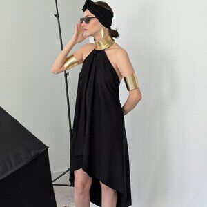 IMT Designs custom black knit halter dress